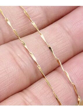 Necklace Smooth Dapped Bar Collarbone Chain Gold Plate Over S925 Sterling Silver